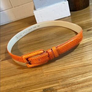 Ritz Orange Belt Genuine Snakeskin 80s Vintage Belt Glam Retro Size M